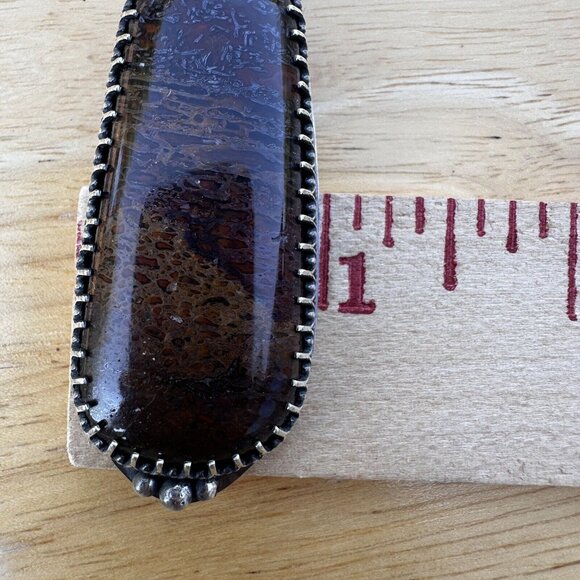 Pendant Fossil Dinosaur Gembone Paul Rossman 925 Sterling 3" w Bail 25.1g - Picture 14 of 14